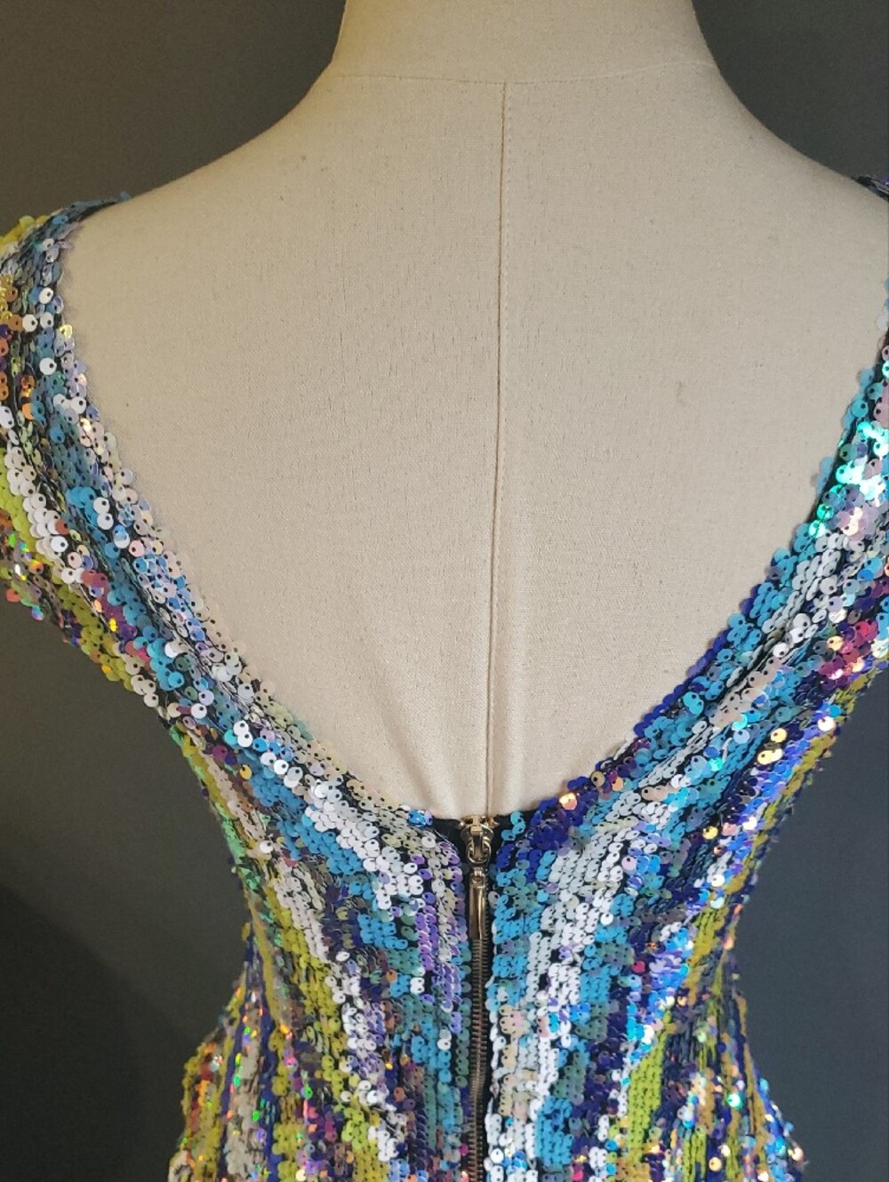 Angel Brinks Multicolor Sequin V-Neck Glitter Sparkle Embellished Dress Size M - Picture 7 of 13